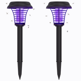 2pcs Solar Bug Zapper Outdoor Lights; Solar Powered Zapper Lamp; For Indoor And Outdoor Use - 2pcs