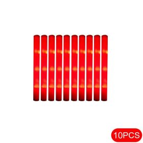 10Pcs Glow Sticks Bulk Colorful LED Foam Stick Cheer Bar Party Foam Glitter Glow Sticks Portable Luminous Atmosphere Party Props - Always light-red -