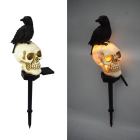 Solar Ground Plug Lights Crow Skull Floor Lamp For Halloween - style2