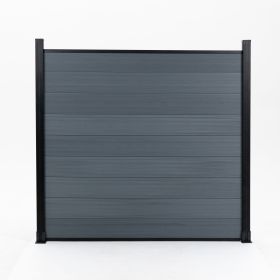 Wood Plastic Composite Fence, WPC Outdoor Garden Fence, 6 ft* 6 ft, Black. 69.1 inches(L)* 7.68 inches(W)* 0.79 inches(T) Each Fence Board , Nine-piec