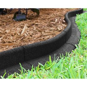 3" x 48" Black Rubber No Dig Landscape Garden Border Edging (Pack 6) - Black