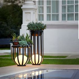 Outdoor Solar Power LED Plant Stand Set - small+large