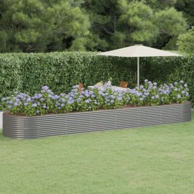 Garden Raised Bed Powder-coated Steel 229.9"x55.1"x26.8" Gray - Gray