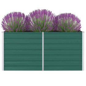Raised Garden Bed 63"x31.5"x30.3" Galvanized Steel Green - Green