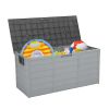 75gal 260L Outdoor Garden Plastic Storage Deck Box Chest Tools Cushions Toys Lockable Seat - as picture