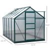 10' x 6' x 7' Aluminum Polycarbonate Walk-In Garden Greenhouse UV-Resistant - Green