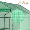 143x143x195cm Black Iron Pipe Steeple With 8 Pieces Grid Flower Stand With Zipper Rolling Door PE Cloth Greenhouse - as picture