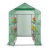 143x143x195cm Black Iron Pipe Steeple With 8 Pieces Grid Flower Stand With Zipper Rolling Door PE Cloth Greenhouse - as picture