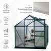 10' x 6' x 7' Aluminum Polycarbonate Walk-In Garden Greenhouse UV-Resistant - Green