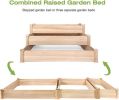 Bosonshop 3 Tier Raised Garden Bed Kit Wooden Planter Box Heavy Duty Solid Fir Wood;  47" x 47" x 21" - 1