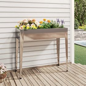 Garden Planter 39.6"x15.9"x35.4" Galvanized Steel - Silver