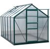 10' x 6' x 7' Aluminum Polycarbonate Walk-In Garden Greenhouse UV-Resistant - Green