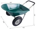 Dual-Wheel Home Garden Yard Utility Wheelbarrow Cart with Built-in Stand - Green