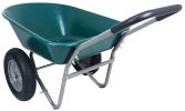 Dual-Wheel Home Garden Yard Utility Wheelbarrow Cart with Built-in Stand - Green