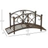 3.3' Metal Garden Bridge, Decorative Classic Footbridge Pond Bridge with Safety Railings for Backyard Garden Creek, Rust Brown - Rust Brown