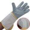 5 Pairs PU Leather Canvas Long Work Gloves Protective Working Gloves, Random Color - Default