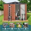 8 x 6 FT Outdoor Garden Galvanized Steel Storage Shed, Outside Metal Tool Storage House with Lockable Door for Patio, Backyard, Brown - as picture