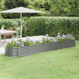 Garden Raised Bed Powder-coated Steel 144.9"x31.5"x14.2" Gray - Gray