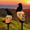 Solar Ground Plug Lights Crow Skull Floor Lamp For Halloween - style2