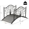 4' Metal Arch Backyard Garden Bridge with Safety Siderails, Delicate Scrollwork, & Easy Assembly, Black Bronze - Garden Bridge