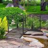 4' Metal Arch Backyard Garden Bridge with Safety Siderails, Delicate Scrollwork, & Easy Assembly, Black Bronze - Garden Bridge