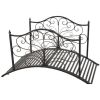 4' Metal Arch Backyard Garden Bridge with Safety Siderails, Delicate Scrollwork, & Easy Assembly, Black Bronze - Garden Bridge