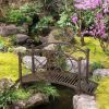 3.3' Metal Garden Bridge, Decorative Classic Footbridge Pond Bridge with Safety Railings for Backyard Garden Creek, Rust Brown - Rust Brown