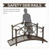 3.3' Metal Garden Bridge, Decorative Classic Footbridge Pond Bridge with Safety Railings for Backyard Garden Creek, Rust Brown - Rust Brown