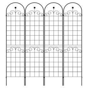 4 Pack Metal Garden Trellis for Climbing Plants Outdoor 86.7'' x 19.7'' Rustproof Plant Support Rose Trellis Netting Trellis Black - as Pic