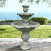 39.3inches Outdoor Concrete Floor Water Fountain with Submersible Electric Pump for Yard Patio Lawn Home Decor - 39.3inches