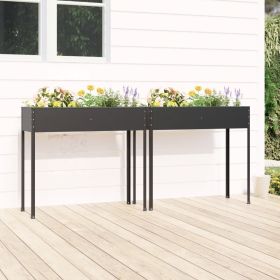Garden Planters 2 pcs Anthracite Galvanized Steel - Anthracite