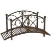 3.3' Metal Garden Bridge, Decorative Classic Footbridge Pond Bridge with Safety Railings for Backyard Garden Creek, Rust Brown - Rust Brown