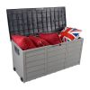 75gal 260L Outdoor Garden Plastic Storage Deck Box Chest Tools Cushions Toys Lockable Seat - as picture