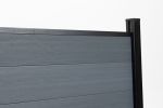 Wood Plastic Composite Fence, WPC Outdoor Garden Fence, 6 ft* 6 ft, Black. 69.1 inches(L)* 7.68 inches(W)* 0.79 inches(T) Each Fence Board , Nine-piec