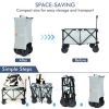 Outdoor Folding Wagon Cart with Adjustable Handle and Universal Wheels - Gray