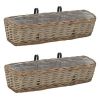 Balcony Planter 2 pcs Wicker with PE Lining 23.6" - Brown