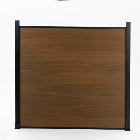Wood Plastic Composite Fence, WPC Outdoor Garden Fence, 6 ft* 6 ft, Brown. 69.1 inches(L)* 7.68 inches(W)* 0.79 inches(T) Each Fence Board , Nine-piec