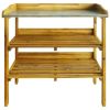 Potting Bench with 2 Shelves Solid Acacia Wood and Zinc - Brown