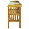 Potting Bench with 2 Shelves Solid Acacia Wood and Zinc - Brown