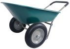 Dual-Wheel Home Garden Yard Utility Wheelbarrow Cart with Built-in Stand - Green