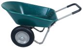 Dual-Wheel Home Garden Yard Utility Wheelbarrow Cart with Built-in Stand - Green