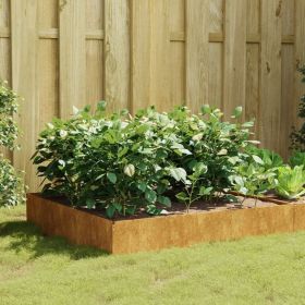 Garden Raised Bed 39.4"x39.4"x13.2" Corten Steel - Brown