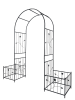 Metal Garden Arch with two plant stands 79.5'' Wide x 86.6'' High Climbing Plants Support Rose Arch Outdoor Black - as Pic