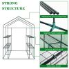 143x143x195cm Black Iron Pipe Steeple With 8 Pieces Grid Flower Stand With Zipper Rolling Door PE Cloth Greenhouse - as picture