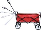 Folding Wagon Garden Shopping Beach Cart - Red