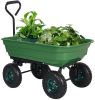 Garden Dump Utility Wagon Cart-550 LB Weight Capacity Wheelbarrow Sturdy Plastic Yard Lawn Cart - KM0375