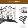 4' Metal Arch Backyard Garden Bridge with Safety Siderails, Delicate Scrollwork, & Easy Assembly, Black Bronze - Garden Bridge