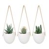 Indoor Ceramic Flower Pot Self-Watering for Bonsai Plants Home Decoration - White
