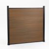 Wood Plastic Composite Fence, WPC Outdoor Garden Fence, 6 ft* 6 ft, Brown. 69.1 inches(L)* 7.68 inches(W)* 0.79 inches(T) Each Fence Board , Nine-piec