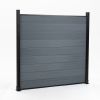 Wood Plastic Composite Fence, WPC Outdoor Garden Fence, 6 ft* 6 ft, Black. 69.1 inches(L)* 7.68 inches(W)* 0.79 inches(T) Each Fence Board , Nine-piec